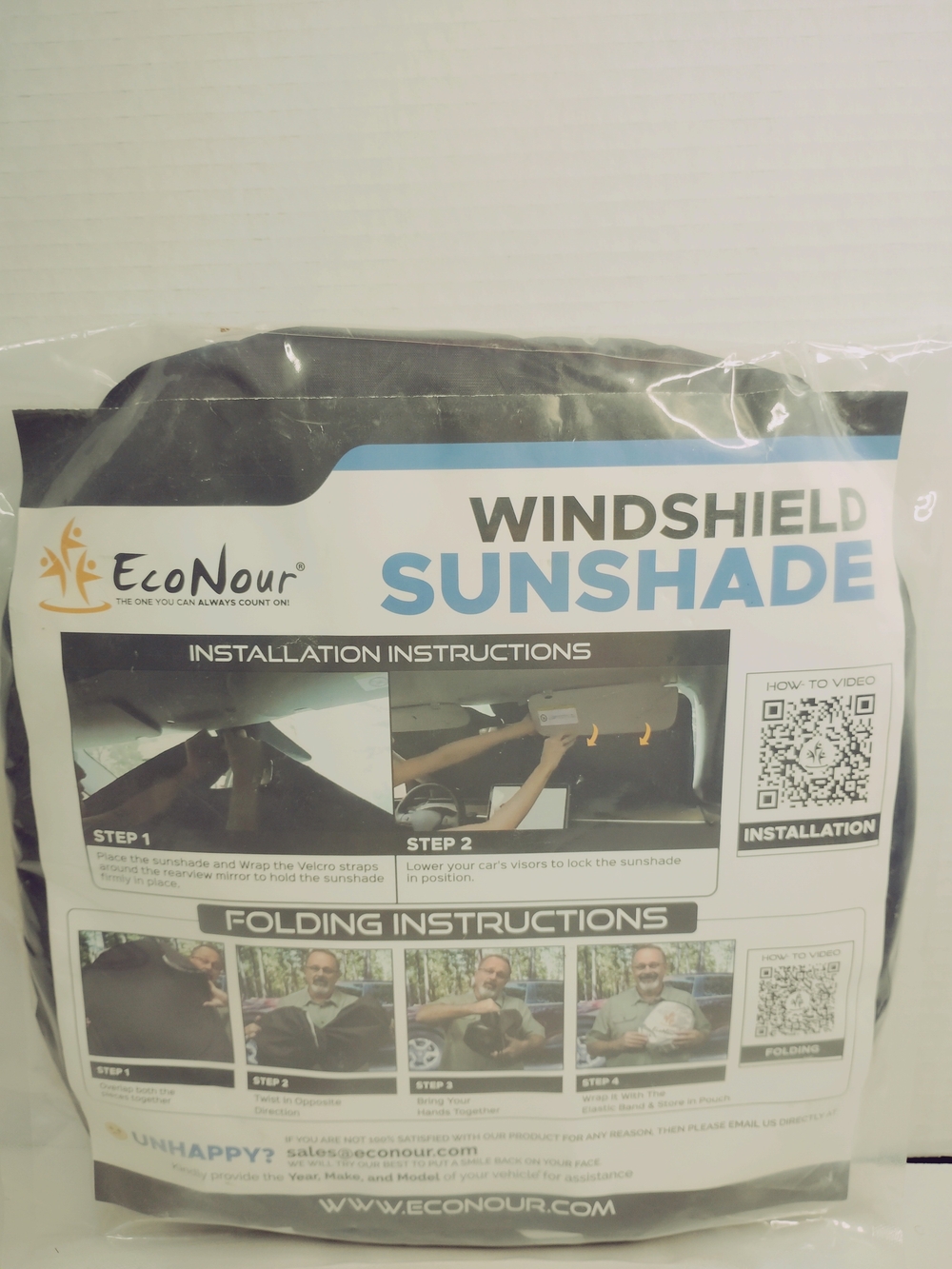 EcoNour Windshield Sunshade - Black and Light Blue